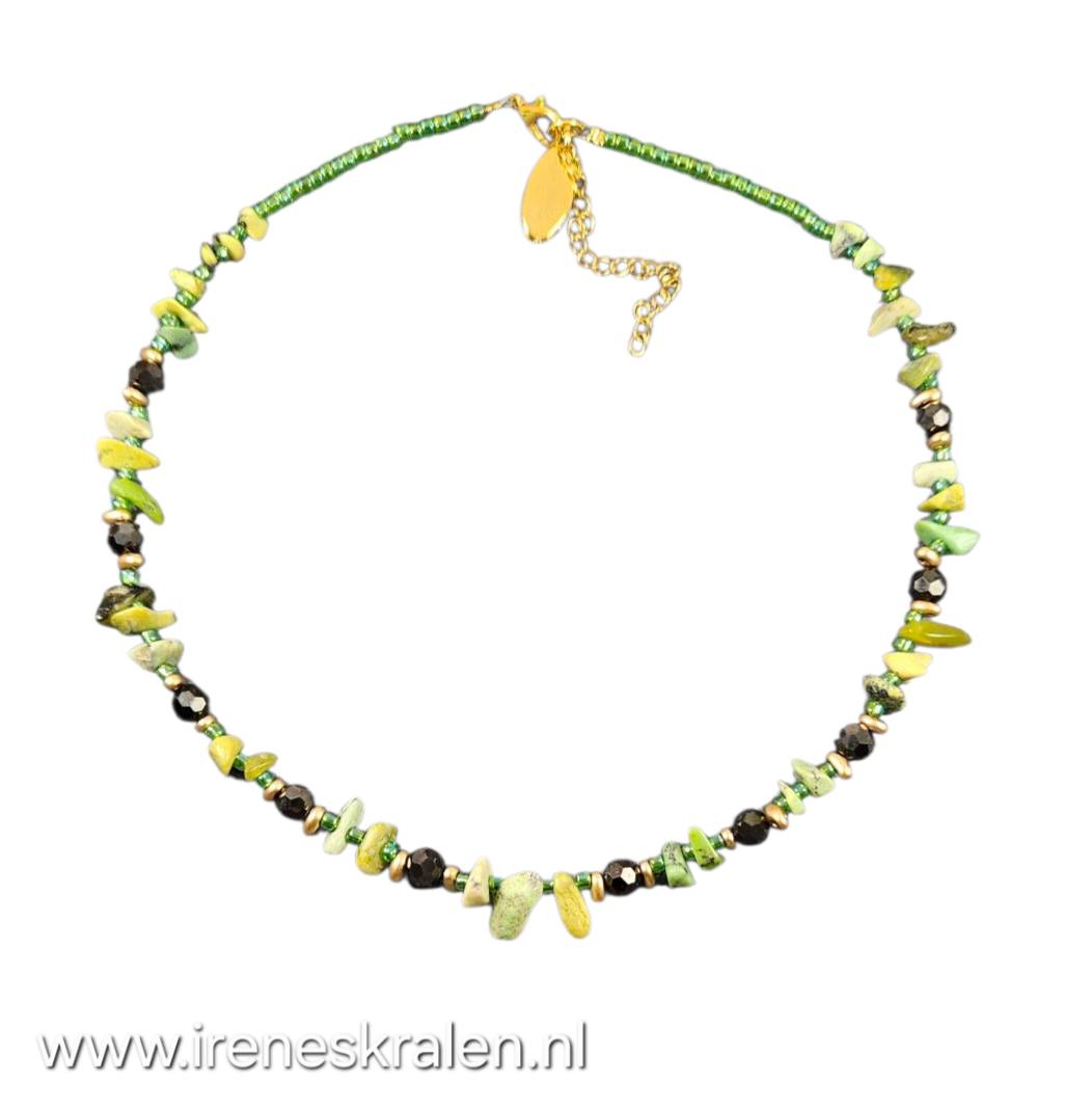 GR028: Ketting Natuursteen, rocailles & facetkralen