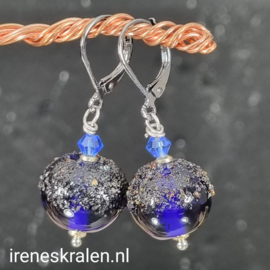 BL0000: Lampwork Oorbellen KobaltBlauw FRANKRIJK