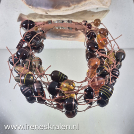 BR0007: Volle ketting bruine glaskralen