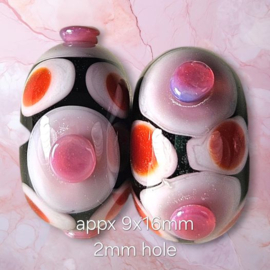 IKRZ0013: DuoSet Roze/Rood/Paars, ca 9x16mm