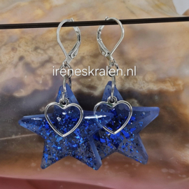 BL0012: Feestelijke oorbellen met GlitterSterren en Hartje
