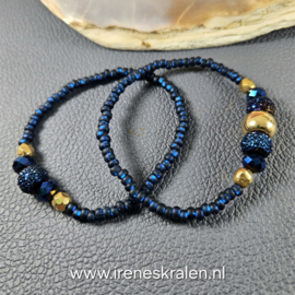 BL0008: Set van 2 armbandjes, ca 19cm PetrolBlauw