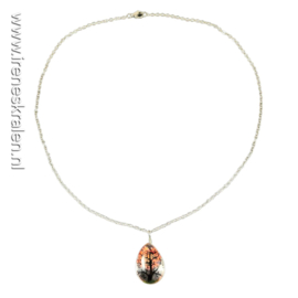 RD 0013: RVS Ketting met hanger boom rood