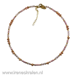 RZ 0002: Ketting lichtroze/zalm/goudkleur