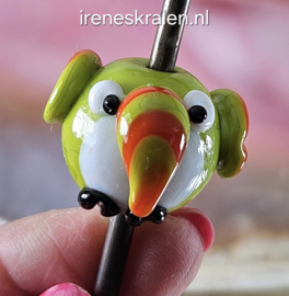 IKGR0023: Focal Kraal: Vogel Groen/Oranje (3mm gat verticaal)