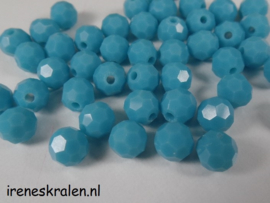 GAq003: FacetKraal Rond Geslepen Aqua, ca 6mm