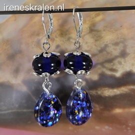 BL0027: Feestelijke oorbellen blauw met glitter