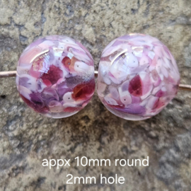 IKRZ0011: DuoSet Pink Frit Rond, ca 10mm