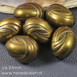 Gd 033: Hele grote kraal ovaal metallook, ca 33mm