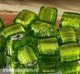 GG 001: ZilverfolieKraal Vierkant plat, ca 12x12x7mm  #India Lampwork#