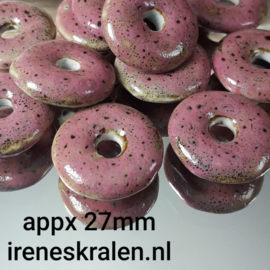Groze 083: Keramiek Kraal Grote Donut, ca 27mm