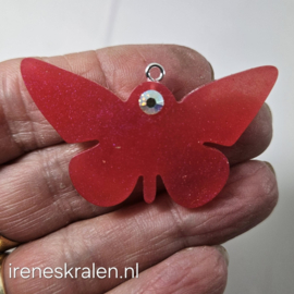 BDR 0004: Grote Vlinder Roze met Swarovski, ca 50mm