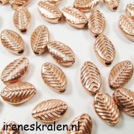 Gd 080: Kraal Metaal Rose, Blaadje 9x6mm