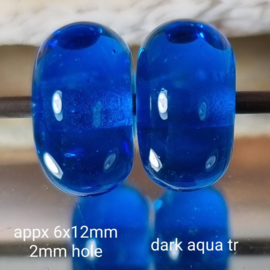 DuoSet Spacers/kleinere kralen, ca 6x12mm, DarkAqua Transp.