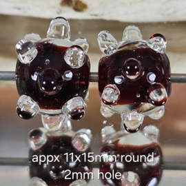 IKRD0080: DuoSet Bumpy's DonkerRood inside, Borosilicaatglas