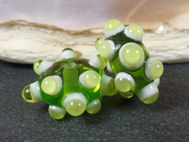 IKGR0015: Pair Bumpy Beads LimeGreen, appx 8x18mm