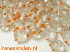 GO 011 Bumpy bead transparent/orange 7x10mm