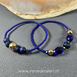 BL0001: Set van 2 armbandjes kobaltblauw, ca 19cm