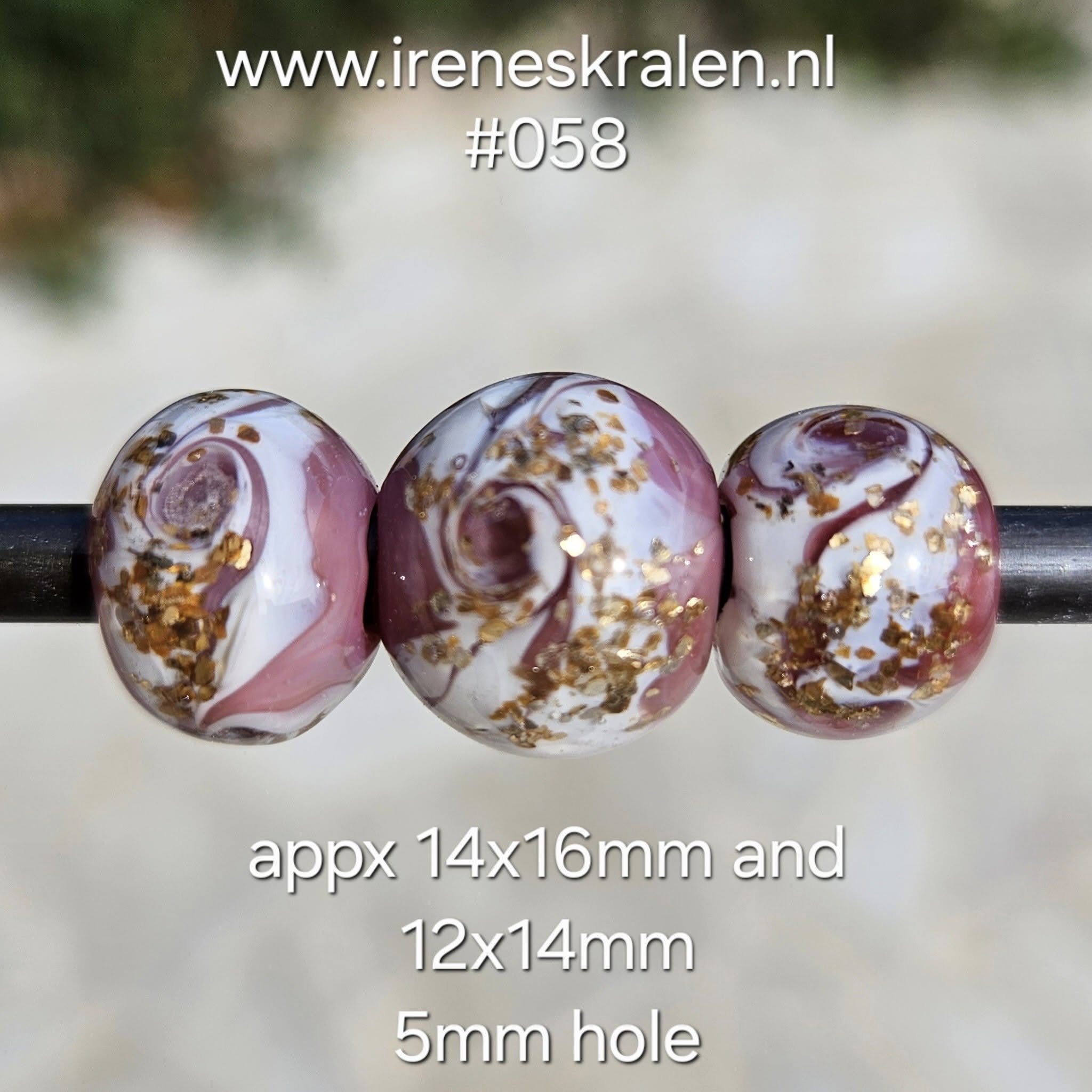 IKRZ0018: Set van 3x GrootGatKraal Roze & GoudVlokken