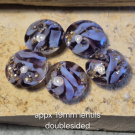 IKPR0024: KralenSet Homemade glas lentils paars, ca 19mm