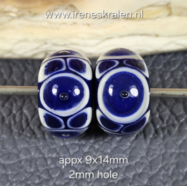 IKBL0011: DuoSet Donkerblauw, ca 9x14mm