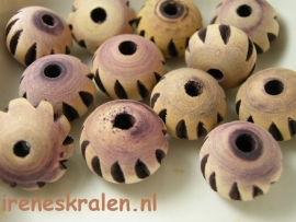 GB 183  Handgemaakte houten kraal, dikke spacer, 12x17mm