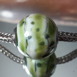 GGK002: Big Hole Bead Groen, ca 18mm met zilveren 925 kern