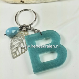 SleutelHanger Turquoise met letter B