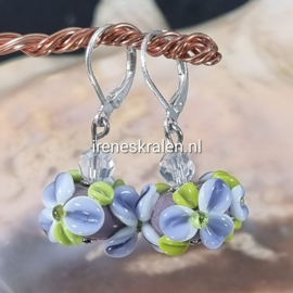 PRS 0001: Lampwork Oorbellen met Bloemen