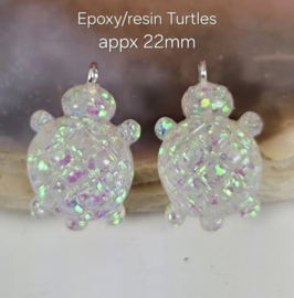 BDR 0014: Set Schildpadjes met glitter, ca 22mm