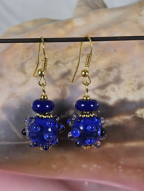 BL0007: Lampwork oorbellen LapisBlauw