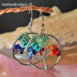 MU011: Oorbellen Chakra Rainbow Natuursteen