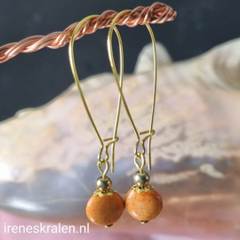 OR 0021: Oorbellen Goud/Oranje Keramiek