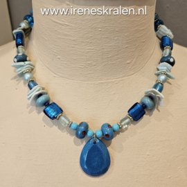TU0069: Ketting Turquoise gemengde kralen