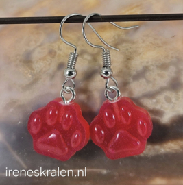 RZ 0006: Oorbelletjes met HondenPoot Pink