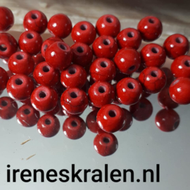 Grd 009: Ronde Keramiek Kraal Faux-turquoise Rood, ca 6mm