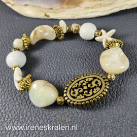 WI 0019: Armband Ivoor & GoudKleur