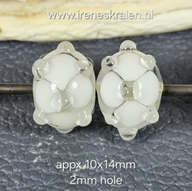 IKZW0008: DuoSet dikke Kardinaaltjes wit, ca 10x14mm