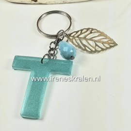 SleutelHanger Turquoise met letter T