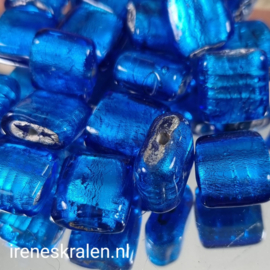 GAq035: ZilverfolieKraal Vierkant plat, ca 12x12x7mm  #India Lampwork#