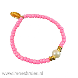 RZ 0010: Armbandje met glaspareltje, ca 19cm