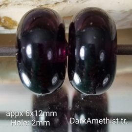 DuoSet Spacers/kleinere kralen, ca 6x12mm, DarkAmethist Transp.