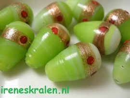 GG 117  Grote druppel felgroen, 21x14mm #India Lampwork#