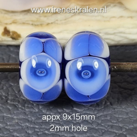 IKBL0037: DuoSet Bubbles darkblue, ca 9x15mm
