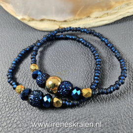BL0008: Set van 2 armbandjes, ca 19cm PetrolBlauw