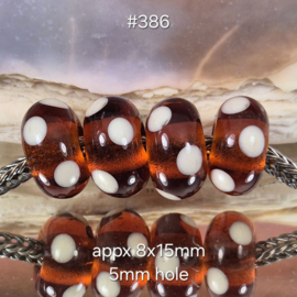 IKBR0019: Set GrootGatKralen Topaz/Ivoor, ca 8x15mm (5mm gat)