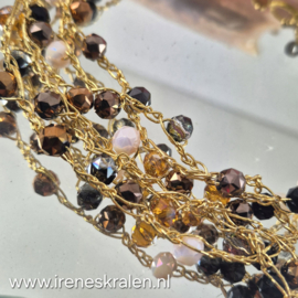 BR0000: Gave ketting in bruin, beige en goudkleur !