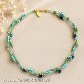 TU0077: Mooie ketting Teal/Groenig Turquoise, ca 49cm