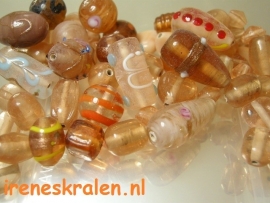 GO 27 Kralenmix Perzik, ca. 100 gram #India Lampwork#