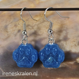 TU0045: Oorbelletjes met HondenPoot DarkAqua